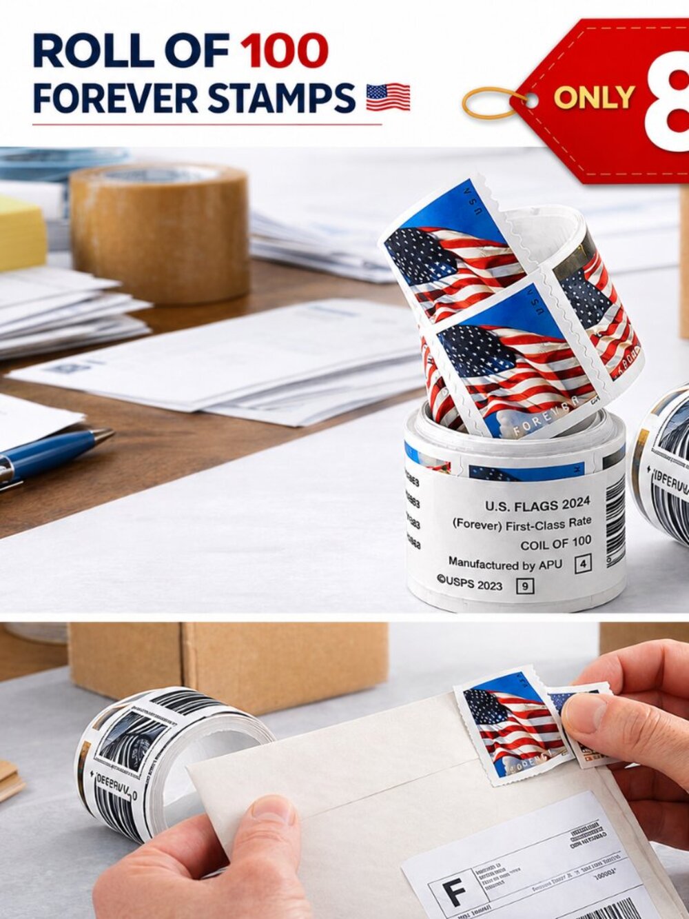 USPS Forever Stamps Roll of 100 First Class Mailing Stamps New Sealed